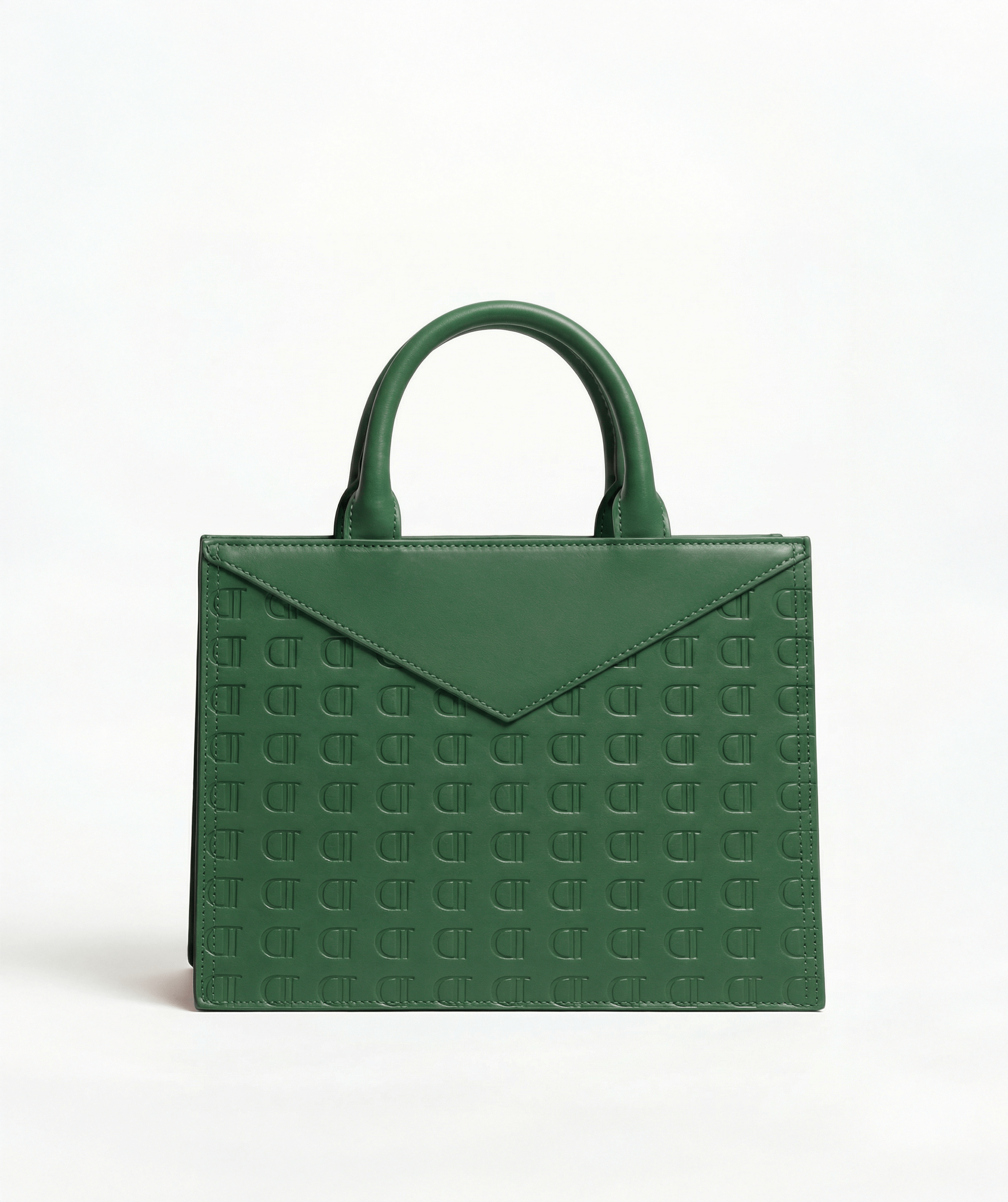 Vert 1975 Green Leather Envelope Bag front view on a white background